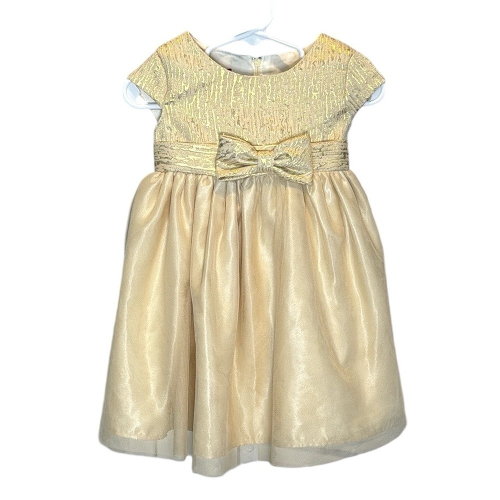 Gold Princess Faith Holiday Christmas Dress shimmer sparkle glitter formal 24M